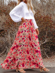 Printed Elastic Waist Pleated Maxi Skirt - The Maverick Life