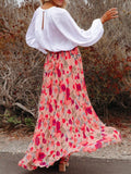 Printed Elastic Waist Pleated Maxi Skirt - The Maverick Life