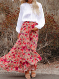 Printed Elastic Waist Pleated Maxi Skirt - The Maverick Life