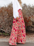 Printed Elastic Waist Pleated Maxi Skirt - The Maverick Life