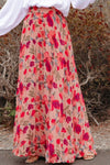 Printed Elastic Waist Pleated Maxi Skirt - The Maverick Life