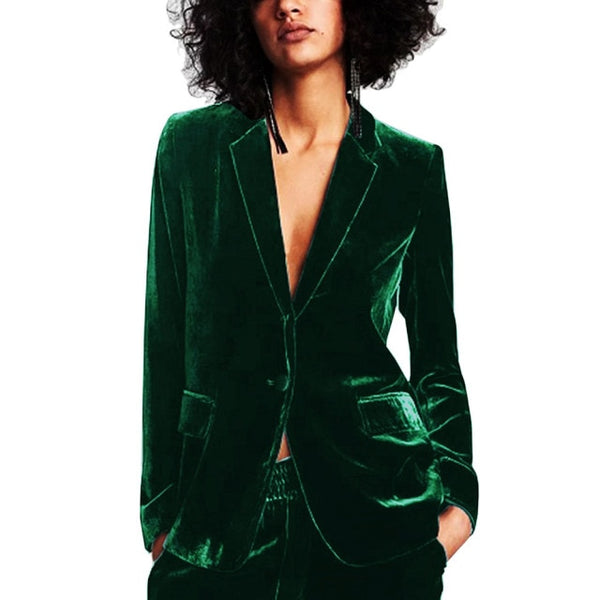 Elegant Dark Green Velvet Blazer The Maverick Life